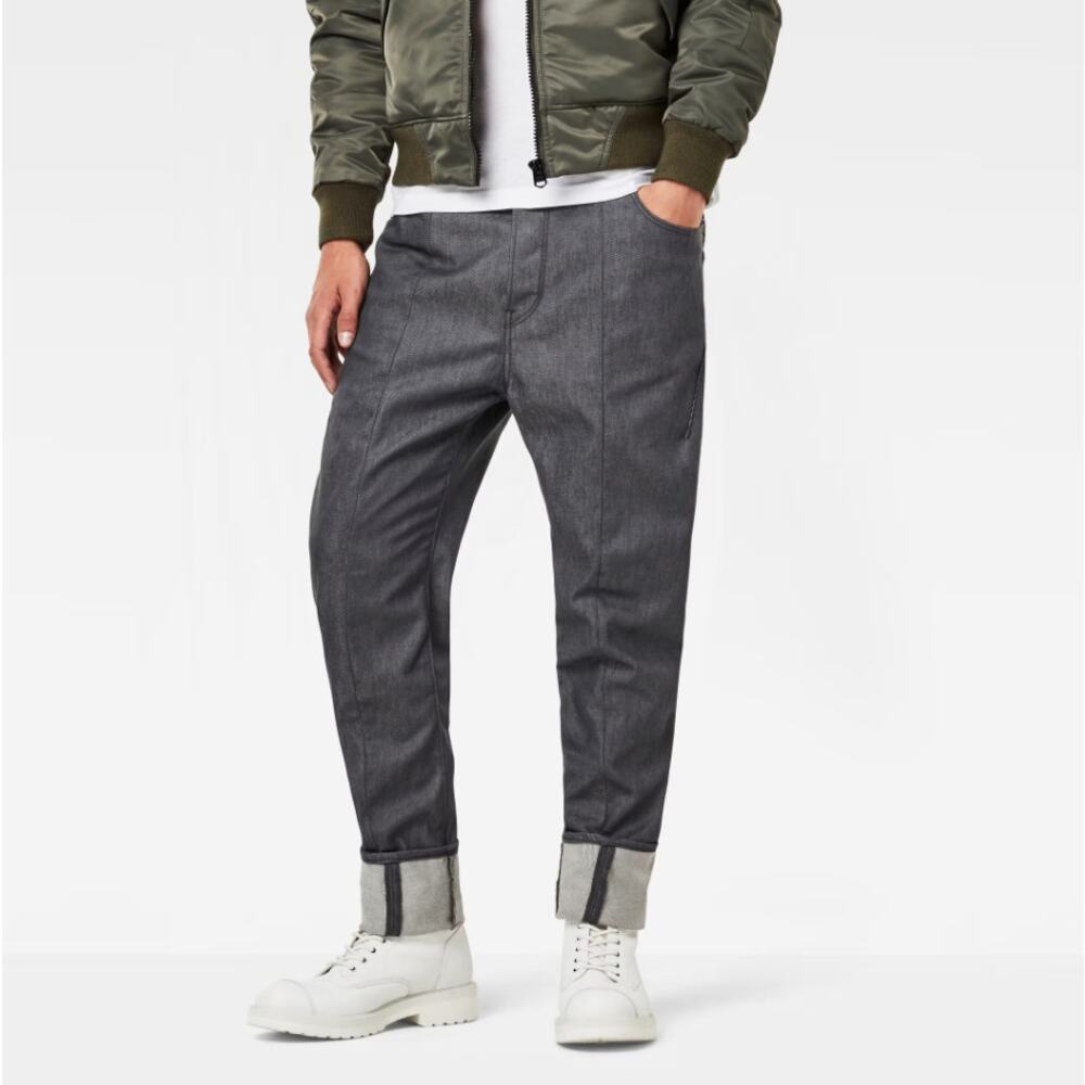 G-Star Raw Men's Lanc 3D Straight Tapered Jeans in Dark Blue Gray Size 36 x 32